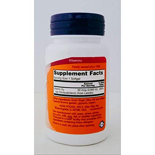 NOW Foods - Vit D-3 2000UI 240 SGELS – Fortaleça sua saúde com a marca líder em vitamina D
