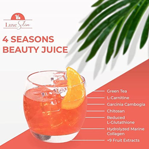 4 SEASONS Beauty Juice – Suco de Beleza, 21g x 10 Sachês, 10 Unidades (Pacote de 1) - Luxe Slim