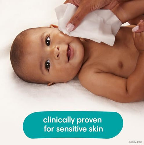 Lenços Umedecidos Sensíveis para Bebês, à Base de Água, Hipoalergênicos e Sem Perfume, 6 Pacotes com Tampa Flip (504 Lenços no Total) (Embalagem Pode Variar) - Pampers