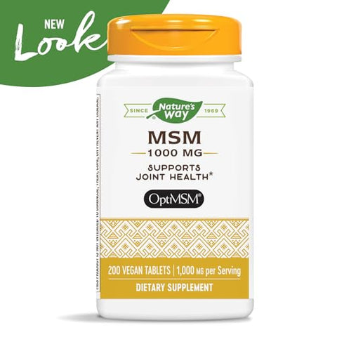 Nature's Way - Nature’s Way MSM 1000 mg – Suplemento para Saúde das Articulações – Com Metilsulfonilmetano – Livre de Glúten – 60 Cápsulas