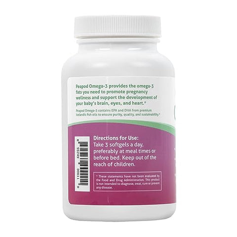 Peapod Ômega-3 Premium Óleo de Peixe Islandês para uma Gravidez Saudável, Rico em EPA, DHA e Ácidos Graxos para Função Cognitiva, Sabor Cítrico - Fairhaven Health