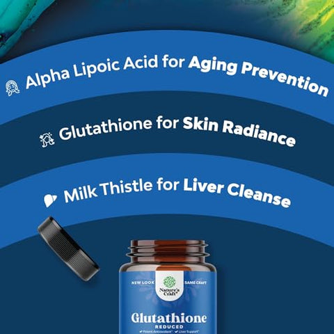 Natural Vore - Melhor Suplemento de Glutationa – Benefícios Naturais de Clareamento da Pele e Anti-Envelhecimento com Redução de Comprimidos de L-Glutathione para Homens