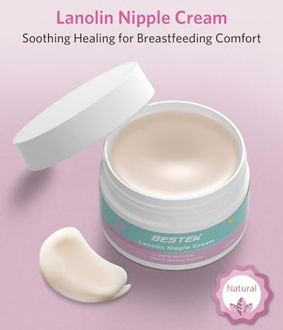 BESTEK - Kit Essencial para Amamentação – Absorventes de Amamentação, Cobertura para Amamentação, Creme para Mamilos, Sacos de Armazenamento de Leite Materno, Bolsas Térmicas para Terapia Quente e Fria, Conjunto de Presente com 40 Peças