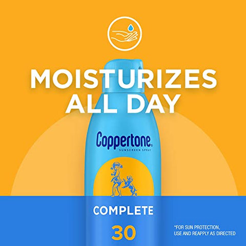 COMPLETE Spray Solar FPS 30, Leve, Hidratante, Embalagem de Protetor Solar em Spray Resistente à Água FPS 30, 165 ml, Pack com 3 Unidades - Coppertone