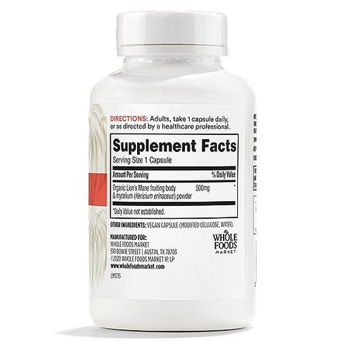 Lion’s Mane – Cogumelo do Leão, 90 Cápsulas, 90g - 365 by Whole Foods Market