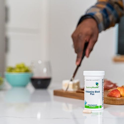 Histamine Nutrients Seeking Health, Antigamente Histamine Block Plus, Suplemento Enzimático DAO para Intolerância Alimentar à Histamina, Suporte para Saúde Gastrointestinal e Digestiva (60 cápsulas)
