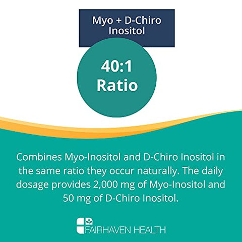 Myo-Inositol e D-Chiro Inositol | Relação 40:1 | Suplemento para Fertilidade Feminina e Equilíbrio Hormonal | Vitamina B8 | Livre de Glúten e Lactose | 40g - Fairhaven Health