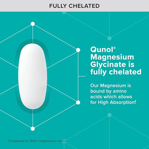 Magnesium Glycinate 300mg – Suplemento de Magnésio Glicinato 100%% Quelato, 90 comprimidos - Qunol