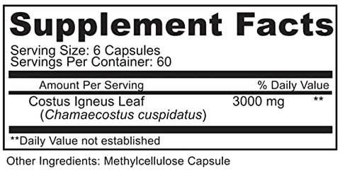 ORGANOPLEX - Cápsulas de Insulina Vegetal (Costus Igneus), Suplemento 100% Natural, 360 Cápsulas Vegetais (2 Meses de Fornecimento) – Insulina Vegetal