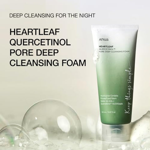 Heartleaf Quercetinol Espuma de Limpeza Profunda dos Poros, Limpeza Facial, para Dupla Limpeza, BHA, Ácido Hialurônico, Glicerina, Limpador Facial, Removedor de Cravos, Cuidados com a Pele Coreana - ANUA