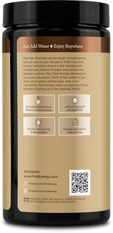Energy Original Dutch Hot Cocoa (20 Porções) – Sem Glúten, Sem Soja, Sem Amendoim – Energize-se com o Melhor Cacau Quente! - Perk