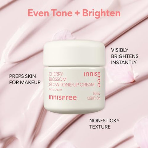 innisfree Creme Clareador Cherry Blossom Glow com Niacinamida para Tom de Pele Iluminado e Uniforme – Hidratante em Gel para o Rosto (Embalagem Pode Variar)