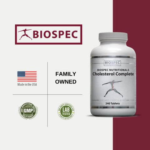 BIOSPEC NUTRITIONALS - Cholesterol Complete – Suporte Natural ao Colesterol para a Saúde Cardiovascular e do Coração* – Arroz de Levedura Vermelha, CO-Q-10, Espinheiro, Magnésio (240 Comprimidos)