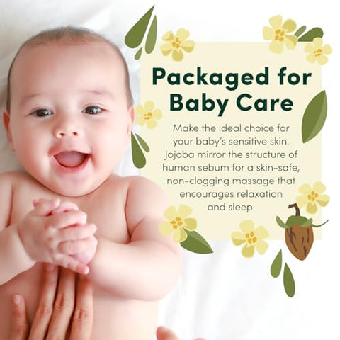 HobaCare - Óleo de Jojoba Puro 100% Orgânico para Cuidados com o Bebê – Corporal Não Refinado e Extraído a Frio
