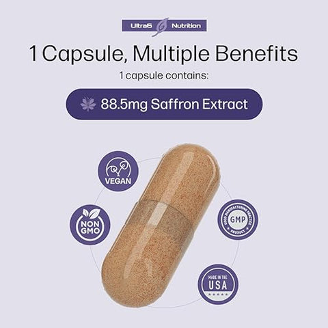 Ultra6 Nutrition - Extrato Puro de Açafrão – Supressor de Apetite para Emagrecimento Feminino – Marca: Pure Saffron Extract