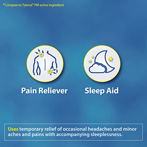 Alívio Extra Forte da Dor PM | Acetaminofeno 500mg | Difenidramina 25mg | Analgésico | Comprimidos | 30 unidades - HealthA2Z