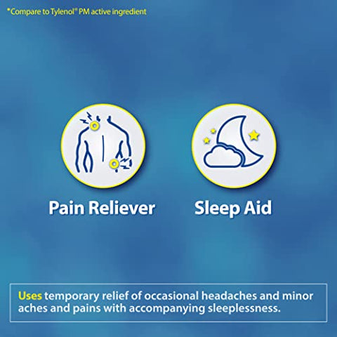 Alívio Extra Forte da Dor PM | Acetaminofeno 500mg | Difenidramina 25mg | Analgésico | Comprimidos | 30 unidades - HealthA2Z