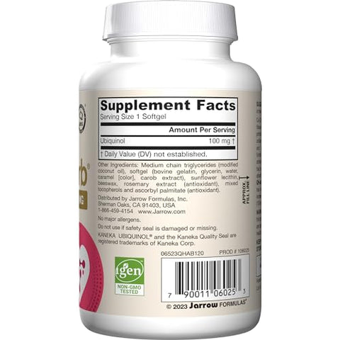QH-Absorb: Suplemento Ubiquinol 100 mg para Função Cardiovascular Saudável – 120 Softgels (120 Dias) - Jarrow Formulas