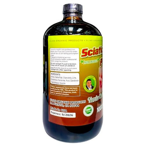 Elias Organic Products - Sciatic Nerve Plus – Suplemento Líquido com Curcumina 946ml