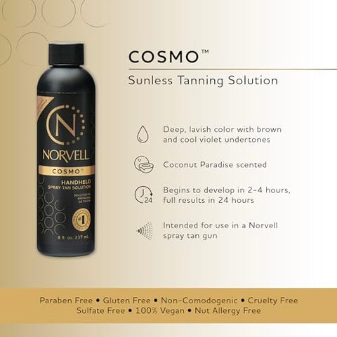 Spray Tan Solution Cosmo – Mistura Quente de Marrom para um Bronzeado Perfeito – 100ml - Norvell