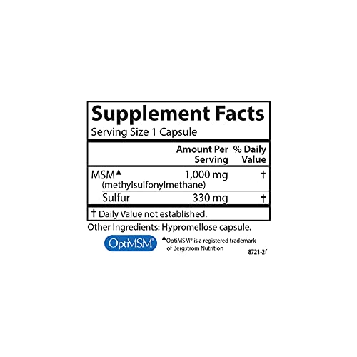 M-S-M Sulfur, 1000 mg Alta Bioacessibilidade, Função Articular, Suporte Tecidual Conectivo - Carlson