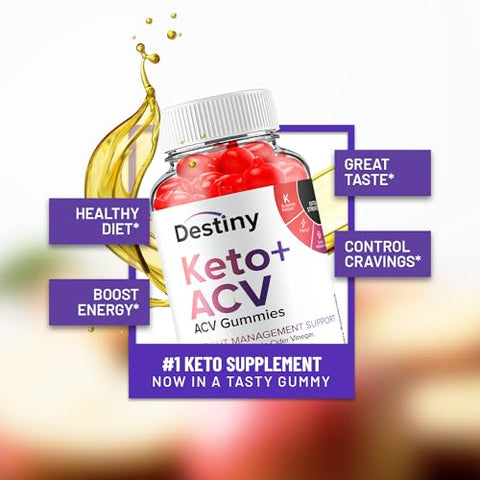 Indelo - Destiny Keto ACV Gummies (3 Pacotes) – Fórmula Avançada Destiny Keto Plus ACV Gummies Vinagre de Maçã, Gerenciamento de Peso, Suplemento Dietético Destiny ACV para Homens e Mulheres (180 Gummies)