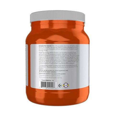 Sports Nutrition – Proteína de Clara de Ovo, 16g com BCAAs, Pó sem Sabor, 1,2 Libras - NOW Foods
