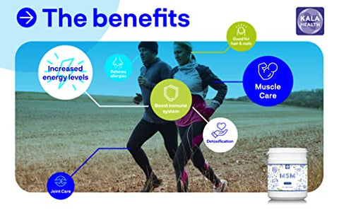 KALA HEALTH - OptiMSM – Pó de Suplemento de Metilsulfonilmetano MSM Puro – Orgânico, Sem Glúten, Não-OGM – Cristais/Pó de Enxofre Opti MSM para Crianças e Adultos – 100% Natural