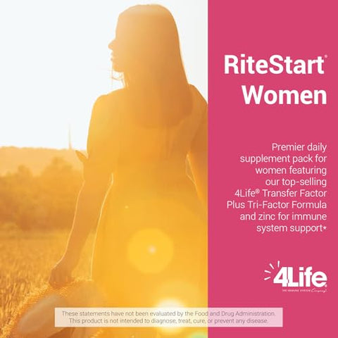RiteStart Women – Pack Nutricional Diário para Apoiar a Saúde do Sistema Imunológico – Fórmula Diária de Suplemento com Zinco, Vitamina C, Biotina, Ferro e Selênio – 1 Caixa (30 Pacotes) - 4Life