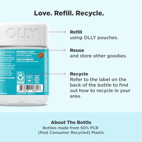 Goodbye Stress Gummy – Suplemento Relaxante com GABA, L-Theanine e Melissa, Sabor Berry – 42 Unidades - OLLY