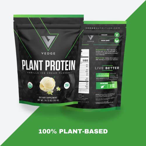 vedge - Vedge Proteína Vegetal Orgânica Certificada Sabor Baunilha (20 Porções) – Pó de Proteína Vegana à Base de Plantas, Orgânico USDA, Livre de Glúten, Nutrição de Proteína Vegetal Não Láctea