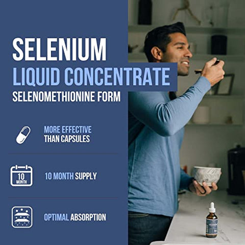 Triquetra Health - Selenium 200 mcg – Forma Selenometionina, 300 Porções – Vegano, Frasco de Vidro – Livre de Levedura – Concentrado Líquido Sublingual – Antioxidante, Suporte à Imunidade, Saúde da Tireoide (60 ml)