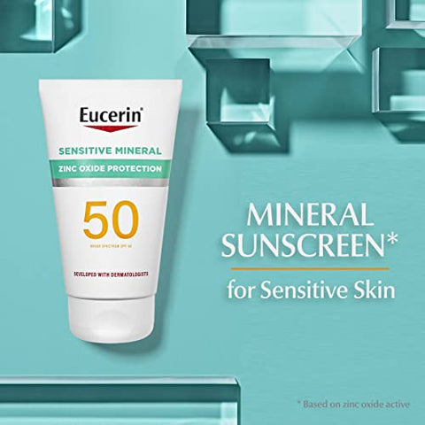Protetor Solar Mineral FPS 50, Hipoalergênico, Sem Fragrância, com Proteção de Óxido de Zinco, 120 ml - Eucerin