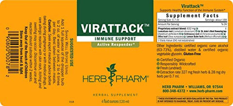 Virattack Fórmula Herbal Líquida com Lomatium para Suporte Ativo do Sistema Imunológico – 120 ml - Herb Pharm