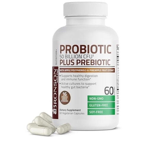 Probiótico 50 Bilhões UFC Prebiótico com Polifenóis de Maçã – Aumente sua saúde intestinal com eficácia! - Bronson