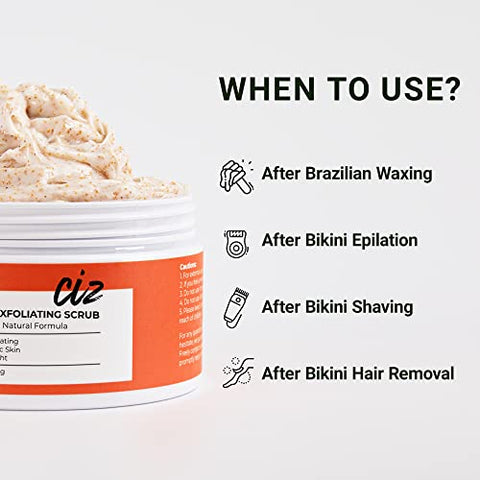 CIZ - Esfoliante para Área do Biquíni, Tratamento para Pelos Encravados e Irritações, Esfoliante de Açúcar, Depilação