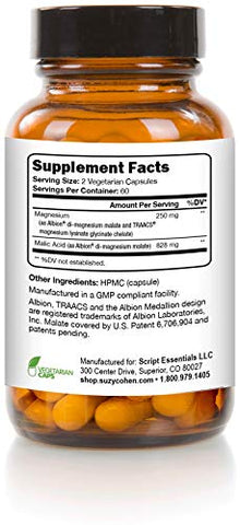 Script Essentials - Cápsulas de Magnésio Quelado – Suporta Função Nervosa e Muscular – 90 Cápsulas – por Suzy Cohen, RPh