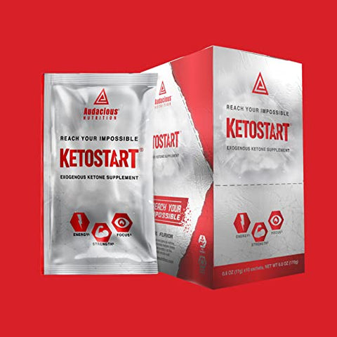 Audacious Nutrition - KetoStart | Pó de Cetonas Exógenas com Eletrólitos | Sem Cafeína | Sabor Tropical | Energia e Força | 100g