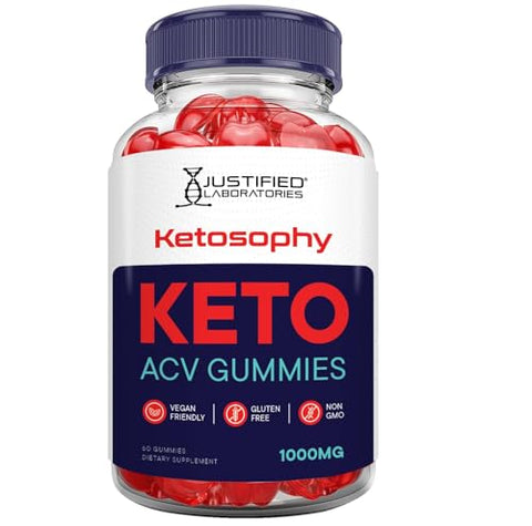 Justified Laboratories - (2 Pacotes) Gomas Ketosophy Keto ACV Fórmula Avançada 1000MG Gomas Ketosophy Keto Vinagre de Maçã Formulado com Pó de Romã e Beterraba B12 Vegano Não GMO 120 Gomas