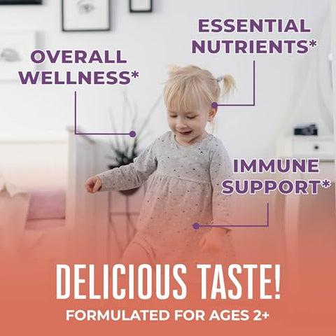Gummy Vitamina | Crianças e Bebês de 2 anos | USDA | Vitamina C Diária | D3 | Zinco | Frutas Vermelhas e Cereja | Suprimento de 2 Meses - MaryRuth Organics