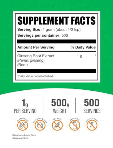 Ginseng Root Extract Powder – Suplemento de Ginseng, Suplemento Herbal de Ginseng, Panax Ginseng – Vegano | BulkSupplements.com
