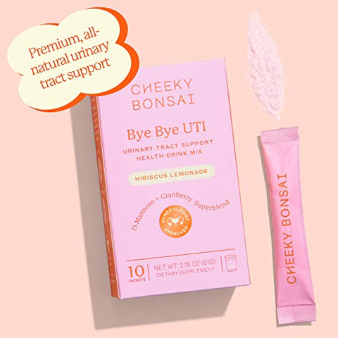 Bye Bye UTI – Pó para Bebida de Suporte ao Trato Urinário | 10 Pacotes | Sabor Limonada de Hibisco – Suporte ao Trato Urinário Saudável, Ação Rápida, Mistura Simples com Água - Cheeky Bonsai