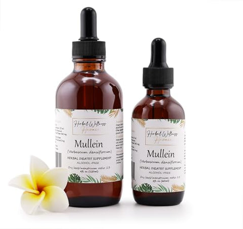 Herbal Wellness Hawaii - Flor de Mullein Orgânica (Verbascum Thapsus) em Tintura Seca – Suplemento Herbal para Bem-Estar Geral, Livre de Álcool 120 ml