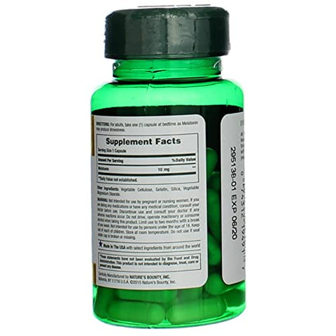 Nature's Bounty - Nature’s Bounty Melatonina 10mg Cápsulas 60 un (Pacote com 4) – Compre Agora!