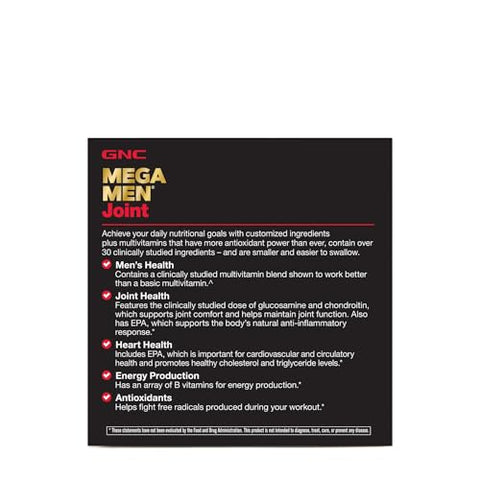 Mega Men Joint Vitapak | Suporte para Saúde das Articulações, Saúde do Coração, Produção de Energia e Antioxidantes | 30 Comprimidos - GNC