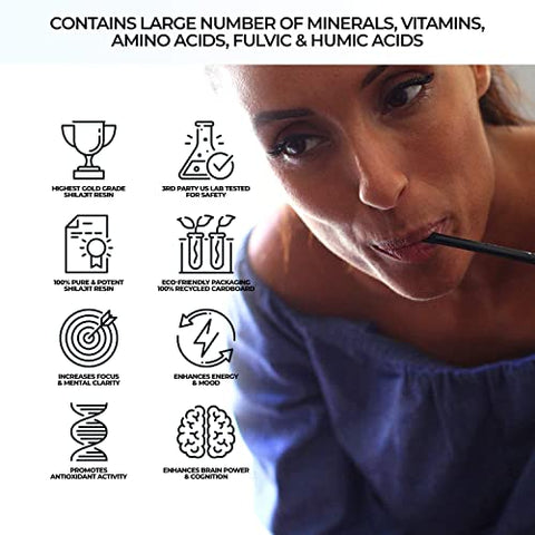 NATURAL SHILAJIT - Mel Natural de Shilajit em Bastões – Resina de Shilajit com Mel Cru e Ácido Fúlvico | Marca: