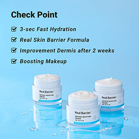 Creme Hidratante Intenso Real Barrier (Pote), Hidratante Facial para Pele Sensível, Hipoalergênico Hidratação Profunda Rápida para Pele Seca, Recuperação da Barreira Cutânea Danificada, Kbeauty 50g