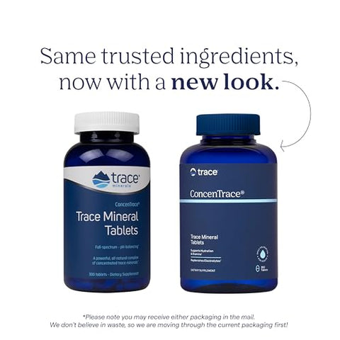 ConcenTrace Tablets | Minerais Iônicos de Espectro Completo | Magnésio, Cloreto, Potássio | Energia de Baixo Sódio, Eletrólitos, Hidratação | 300 Comprimidos - Trace Minerals