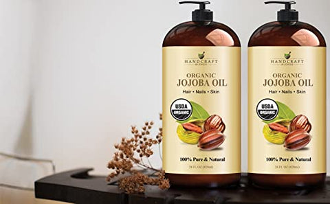 Handcraft Blends - Óleo de Jojoba Orgânico USDA Artesanal – 28 ml – 100% Puro e Natural – Grau Premium para Pele e Cabelo – Óleo Anti-Envelhecimento – Extraído a Frio e Livre de Hexano