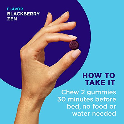 Extra Strength Sleep Gummy – Suporte Ocasional para Dormir, 5 mg Melatonina, L-Teanina, Extratos de Camomila e Melissa, Auxílio para Dormir, Sabor Amora – 120 Unidades - OLLY